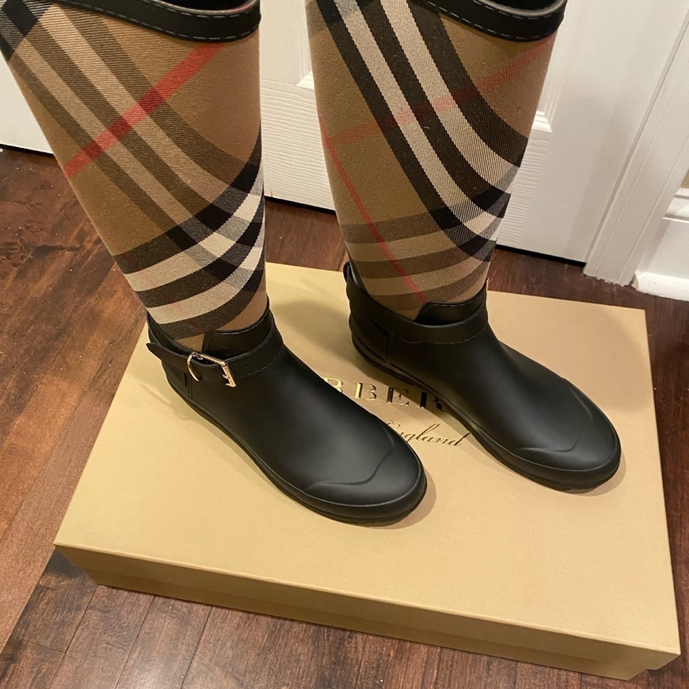 Simeon Vintage Check Moto Rain Boots - Picture 3 of 8
